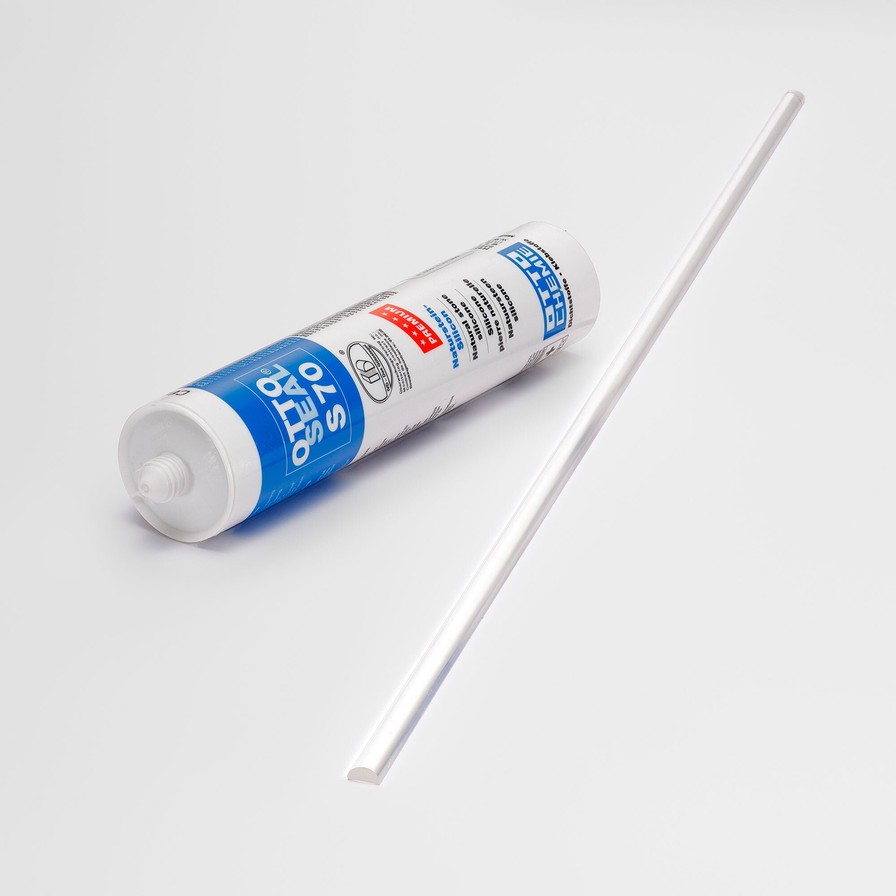 OTTO-CHEMIE S70 Silikon mit einem Acrylhalbrundstab für 4mm Glasstärke
