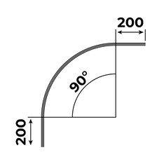 Technische Zeichnung einer vorgebogenen Schiebetürdichtung mit seitlichem Wasserabweiser für 6-8 mm Glasstärke