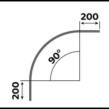Technische Zeichnung einer vorgebogenen Schiebetürdichtung mit seitlichem Wasserabweiser für 6-8 mm Glasstärke