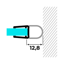 Technische Zeichnung einer Hohlkammerdichtung für 6-8mm Glasstärke auf Glas an einer Wand
