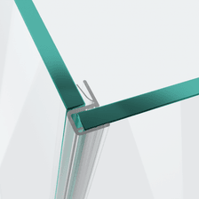 3D-Modell eines Eckanschlagprofils für eine 90°-Glas-an-Glas-Situation