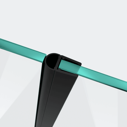 3D-Modell einer Hohlkammerdichtung für eine 180°-Glas-an-Glas-Situation in Schwarz