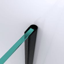 3D-Modell einer Hohlkammerdichtung für eine Glas-an-Wand-Situation in Schwarz
