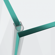 3D-Modell einer Hohlkammerdichtung mit kurzem Glaseinstand für eine 90°-Glas-an-Glas-Situation