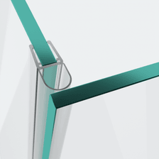 3D-Modell einer Hohlkammerdichtung mit großem Dichtbalg für eine 90°-Glas-an-Glas-Situation