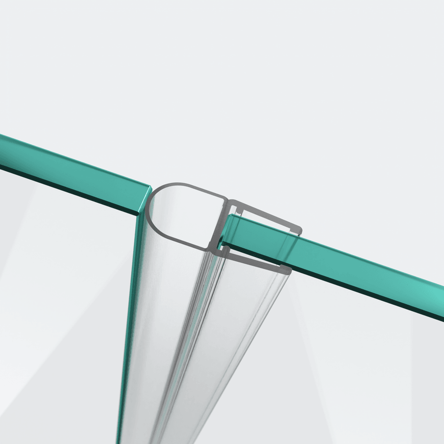 3D-Modell einer Hohlkammerdichtung mit großem Dichtbalg für eine 180°-Glas-an-Glas-Situation