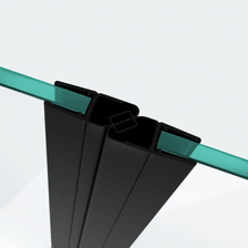 3D-Modell zweier versetzter 180°-Magnetschließleisten für eine 180°-Tür-an-Tür-Situation in Schwarz