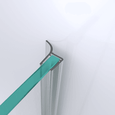 3D-Modell einer Wand- und Mitteldichtung für eine Glas-an-Wand-Situation