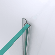 3D-Modell einer Wand- und Mitteldichtung mit kurzem Glaseinstand für eine Glas-an-Wand-Situation