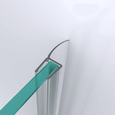 3D-Modell einer Wand- und Mitteldichtung mit langer Dichtfahne für eine Glas-an-Wand-Situation