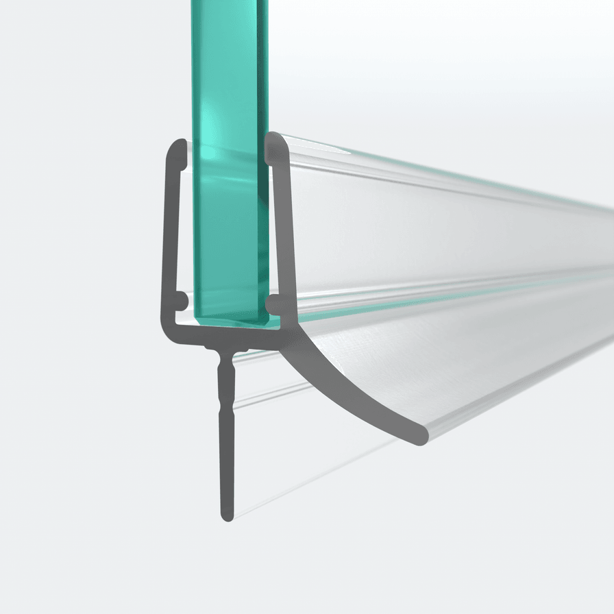 3D-Modell einer Schleiflippendichtung für 6-8mm Glasstärke in einer 180°-Situation