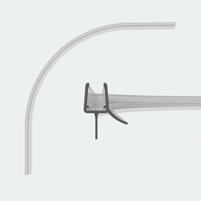 3D-Modell einer gerundeten Schleiflippendichtung für 6-8mm Glasstärke