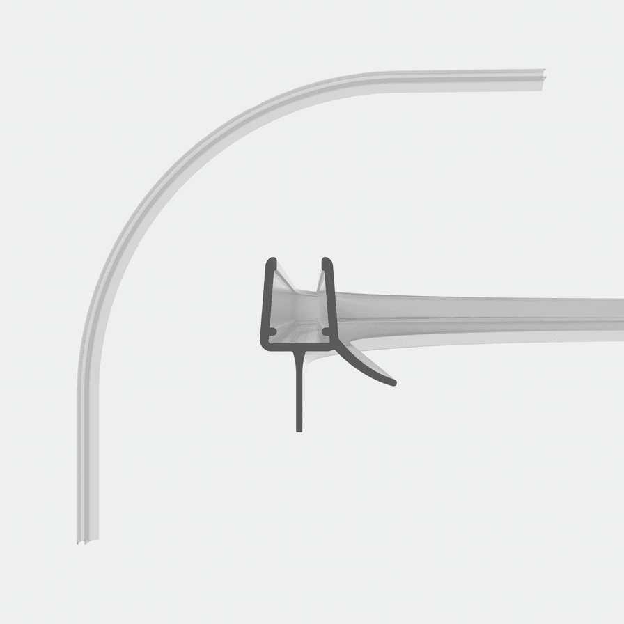 3D-Modell einer gerundeten Schleiflippendichtung für 6-8mm Glasstärke