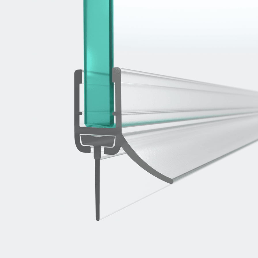 3D-Modell einer Schleiflippendichtung mit wechselbarer Duschlippe für 6mm Glasstärke mit 14,5mm Höhe für eine 180°-Situation