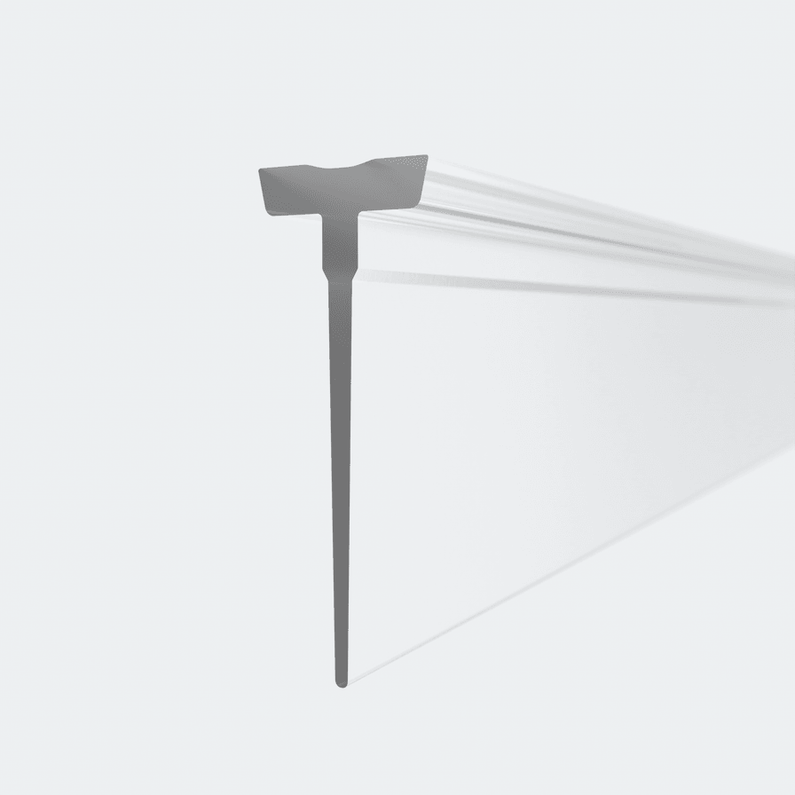 3D-Modell einer Einschubdichtung für Profil mit wechselbarer Duschlippe für 6mm Glasstärke mit 18,5mm Höhe für eine 180°-Situation