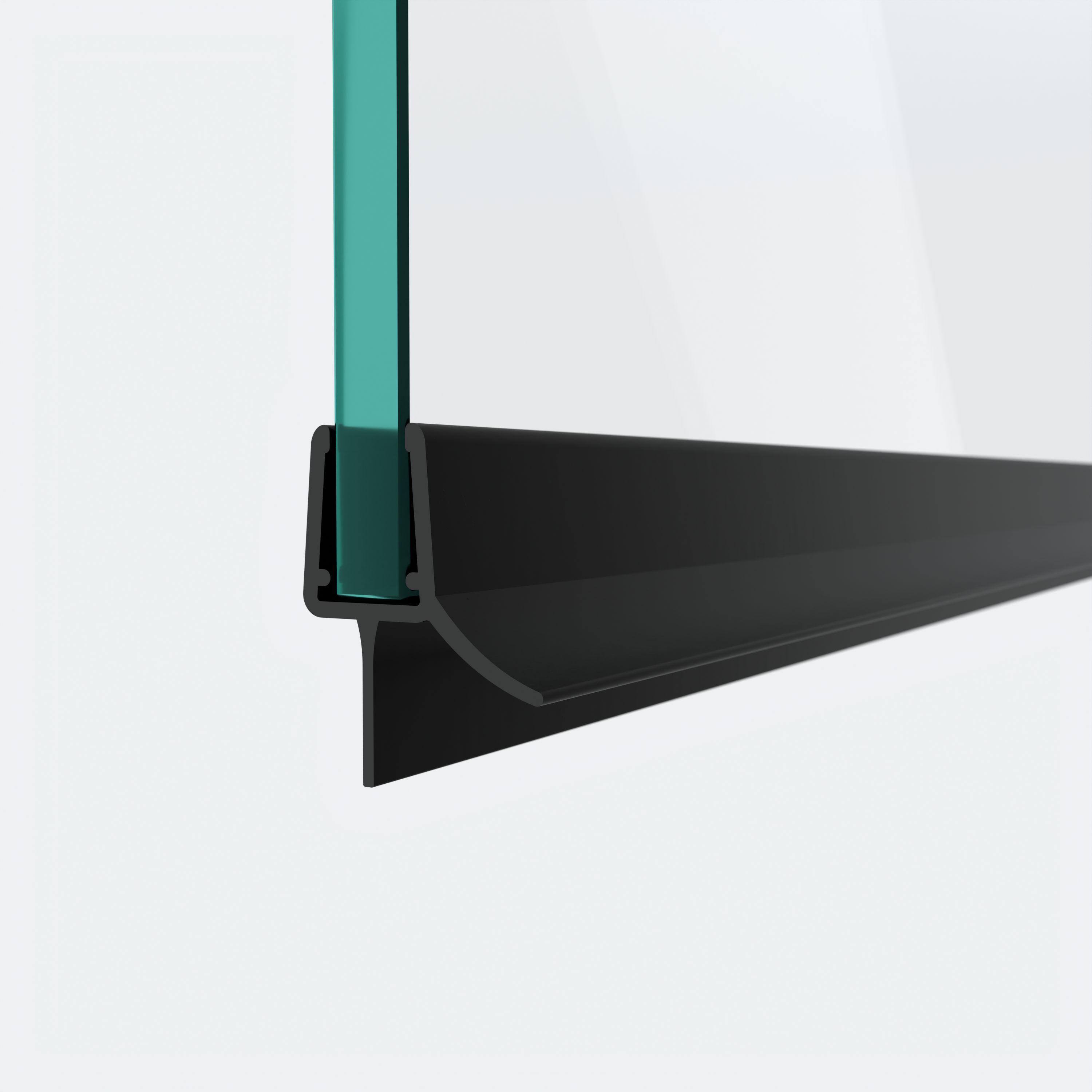 3D-Modell einer Schleiflippendichtung in einer 180°-Situation in Schwarz